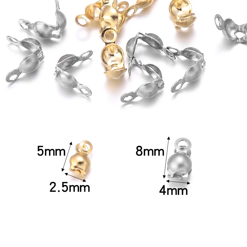 50pcs/lot Connector Clasps Fitting Ball Chain End Crimp Beads Caps Findings For Jewelry Making Accessories Supplies DIY