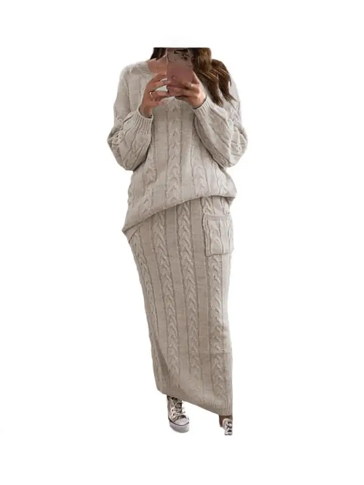 

Color round Neck Skirt Set Women's Casual Sportswear Long Sleeve Half-length Skirt Ensemble Fashionable Student Uniform
