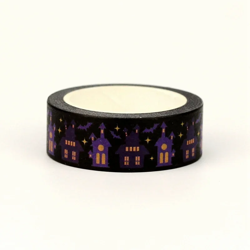 NEW 1PC 10M Deco Cute Purple Haunted House Halloween Washi Tape for DIY Scrapbooking Journaling Adhesive Masking Tape Stationery