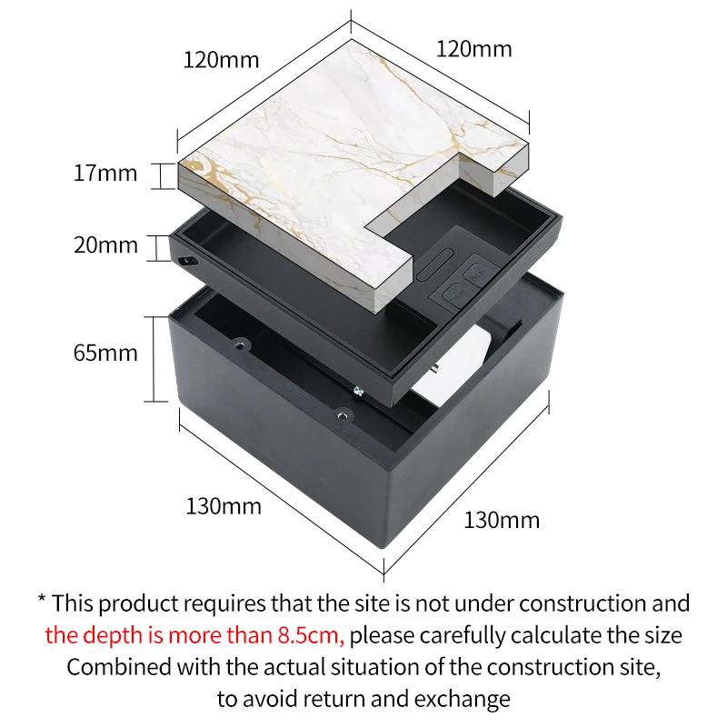 High quality stainless steel material can be embedded in marble/floor for double socket floor socket box