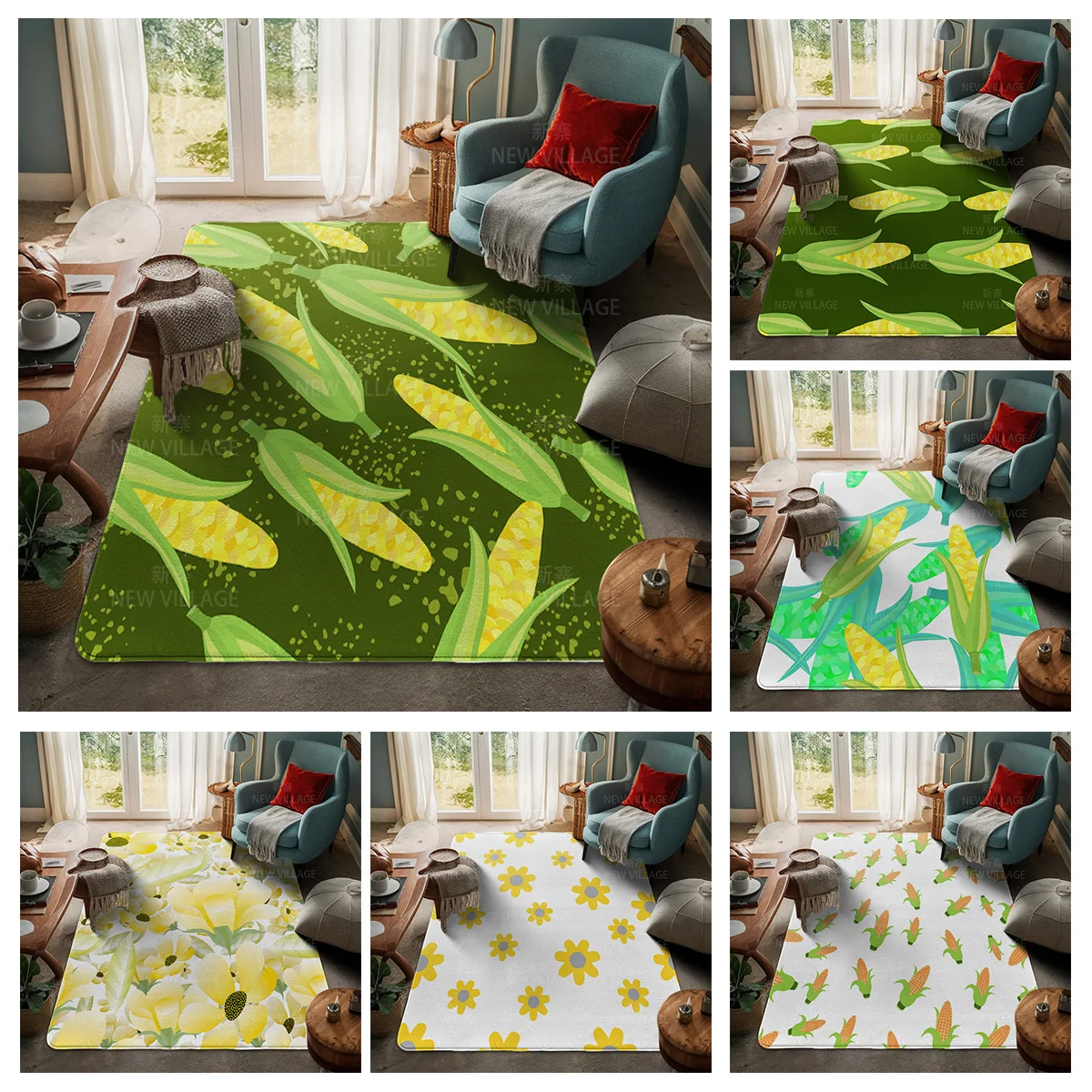 House entrance carpet Home door mat Room Bath Foot bathroom non-slip Kitchen water absorption rugs Modern Nordic boho plant