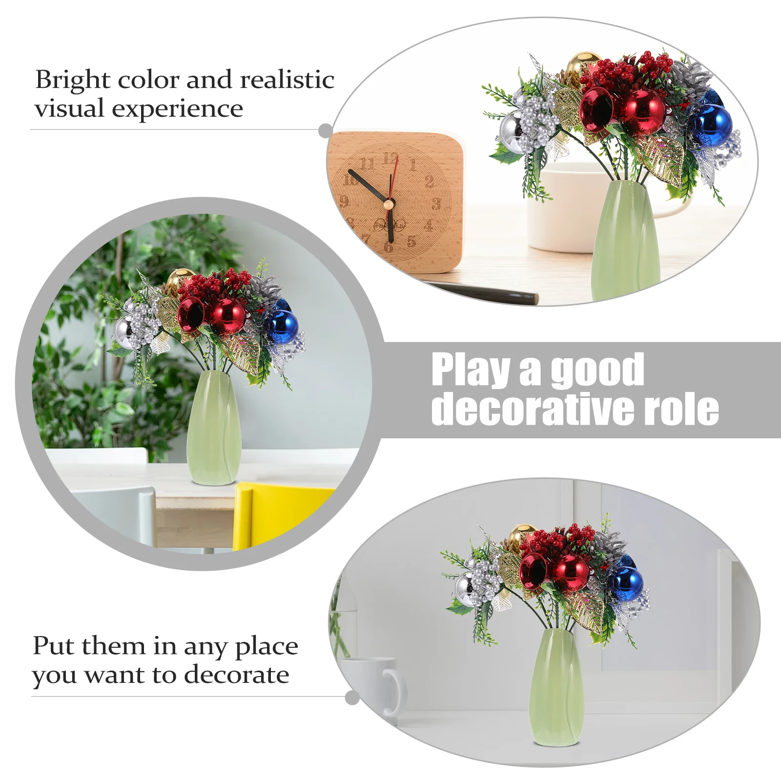 

5Pcs Christmas Berry Branches Odorless Safe to Use DIY Decor for Tabletop Vase and Christmas Tree Artificial Berry