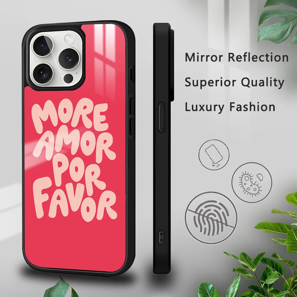 

Colorful More Amor Por Favor Design Phone Case For iPhone 16 15 14 13 12 11 Pro Xs Max Mini Plus Celulares Hard Funda