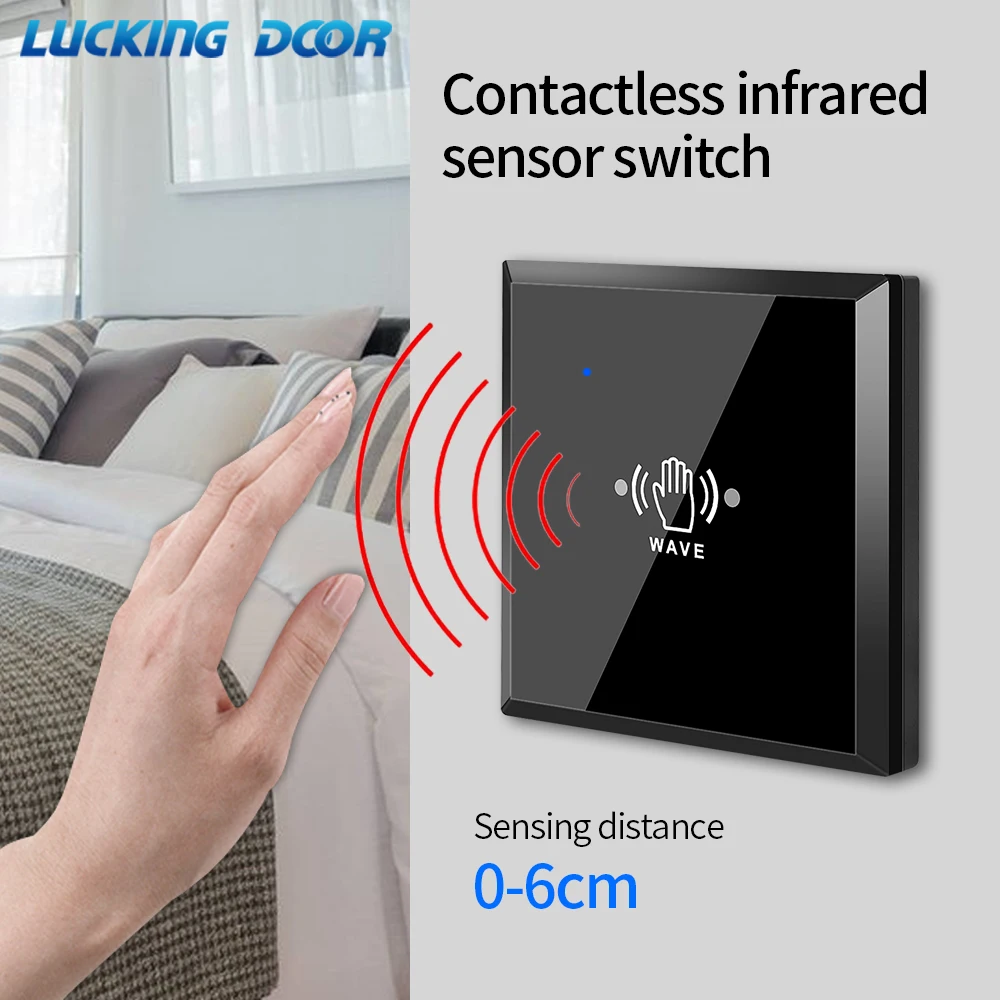 

Touch Free Access Control Switch Exit Button 2.4GHz Wireless Infrared Induction Door Release Switch Remote Control with Receiver