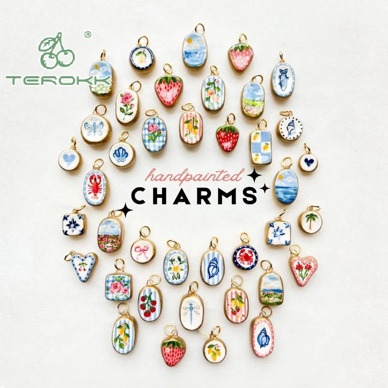 قلادة الدوبامين الملونة مع قطرات الزيت لطيف الفراولة كراب القلب شل نمط DIY قلادة صنع المجوهرات سحر معلقة #2