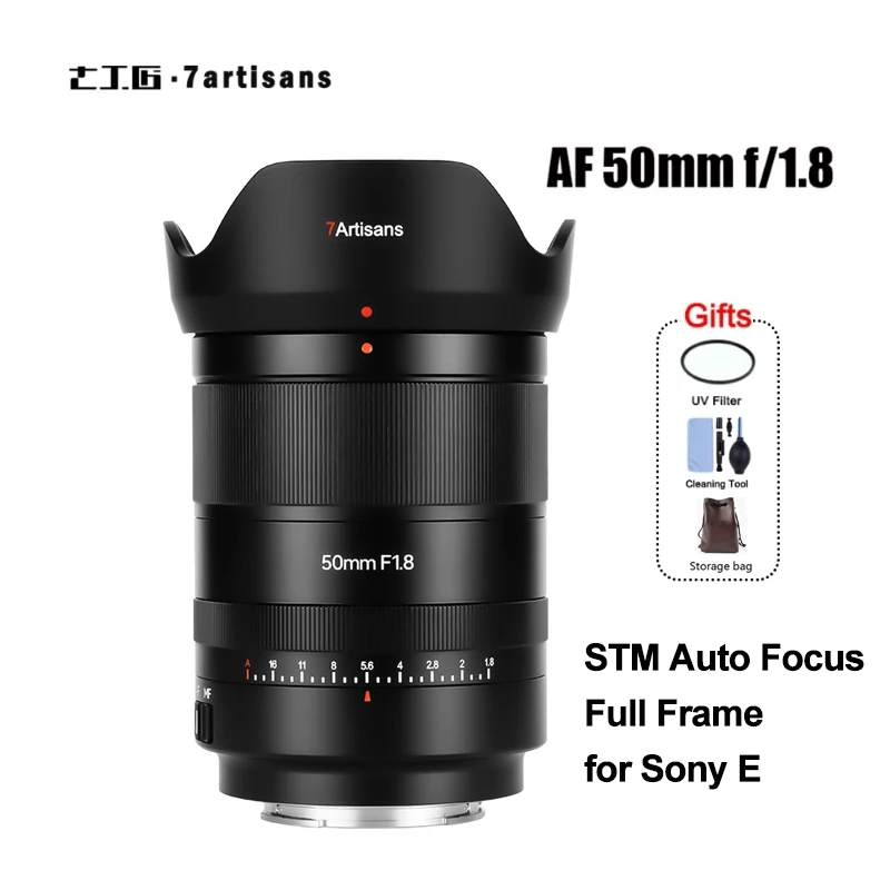 

7artisans AF 50mm F1.8 Full Frame STM Auto Focus Lens for Sony A7M3M4 R3 R4 R5 ZVE10 6400 A7C II A7R II A7SII A7R