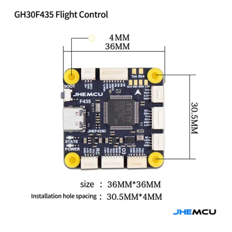 JHEMCU GF30F435 Flight Controller ICM42688P Support OSD GPS Black Box 16M Barometer SPL06 3-6S LIPO 30.5Mx4M for RC FPV Drone