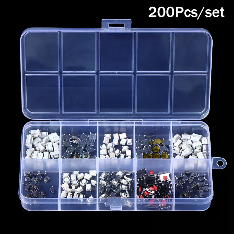 200pcs 10 Types Durable Car Remote Control Tablet Actile Push Button Switch Car Keys Button Touch Microswitch With Box