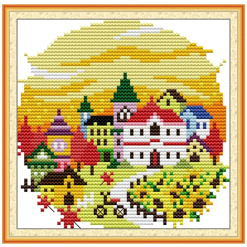 Four Season Village Counted Cross Stitch 11CT 14CT Printed Cross Stitch Set Wholesale Cross-stitch Kit Embroidery Needlework