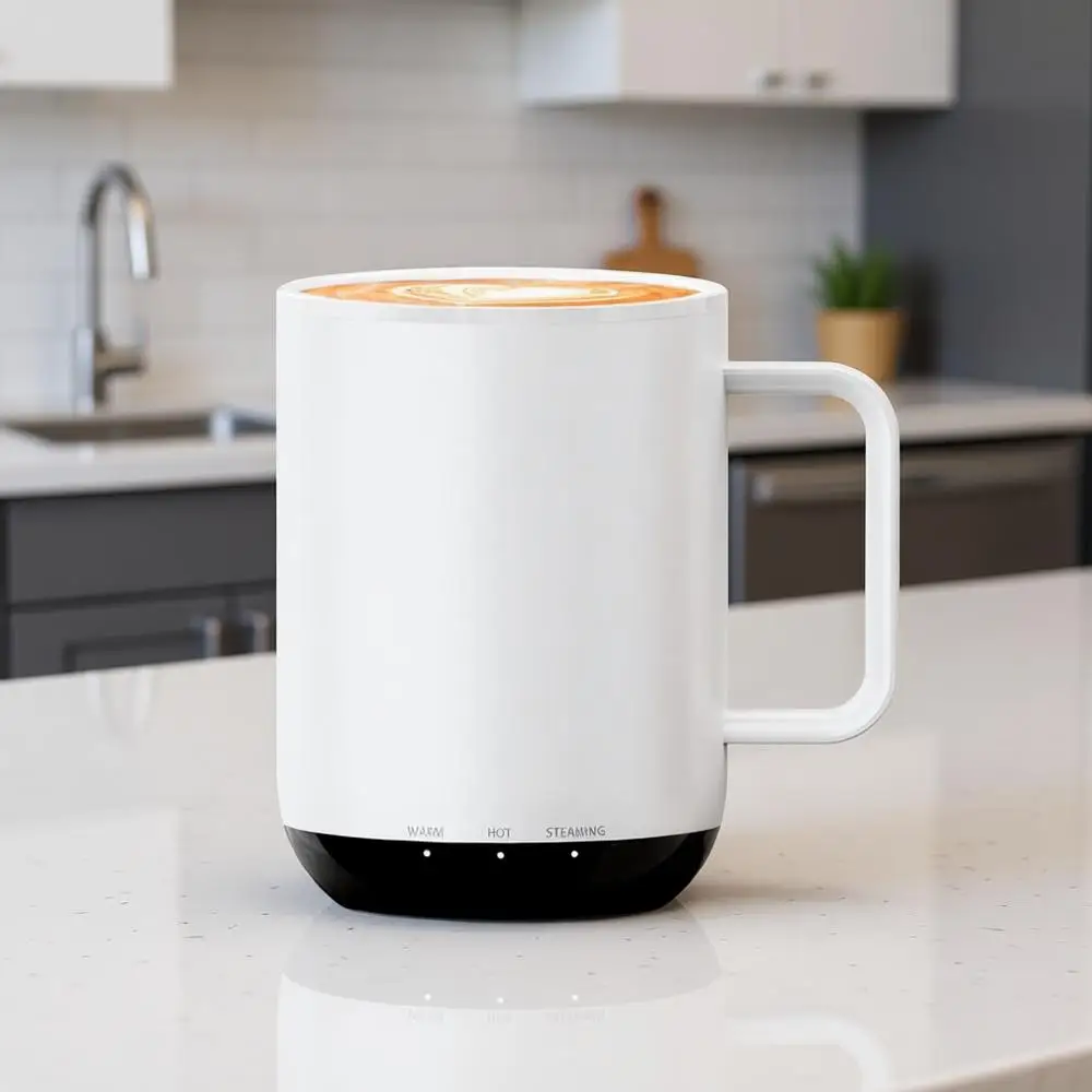 

Умная кружка с подогревом 14 унций - Кружка с контролем температуры и подогревателем, автоматическое подогревание напитков до 120-150°C с использованием ИИ ° F, Свободные руки. Идеальный