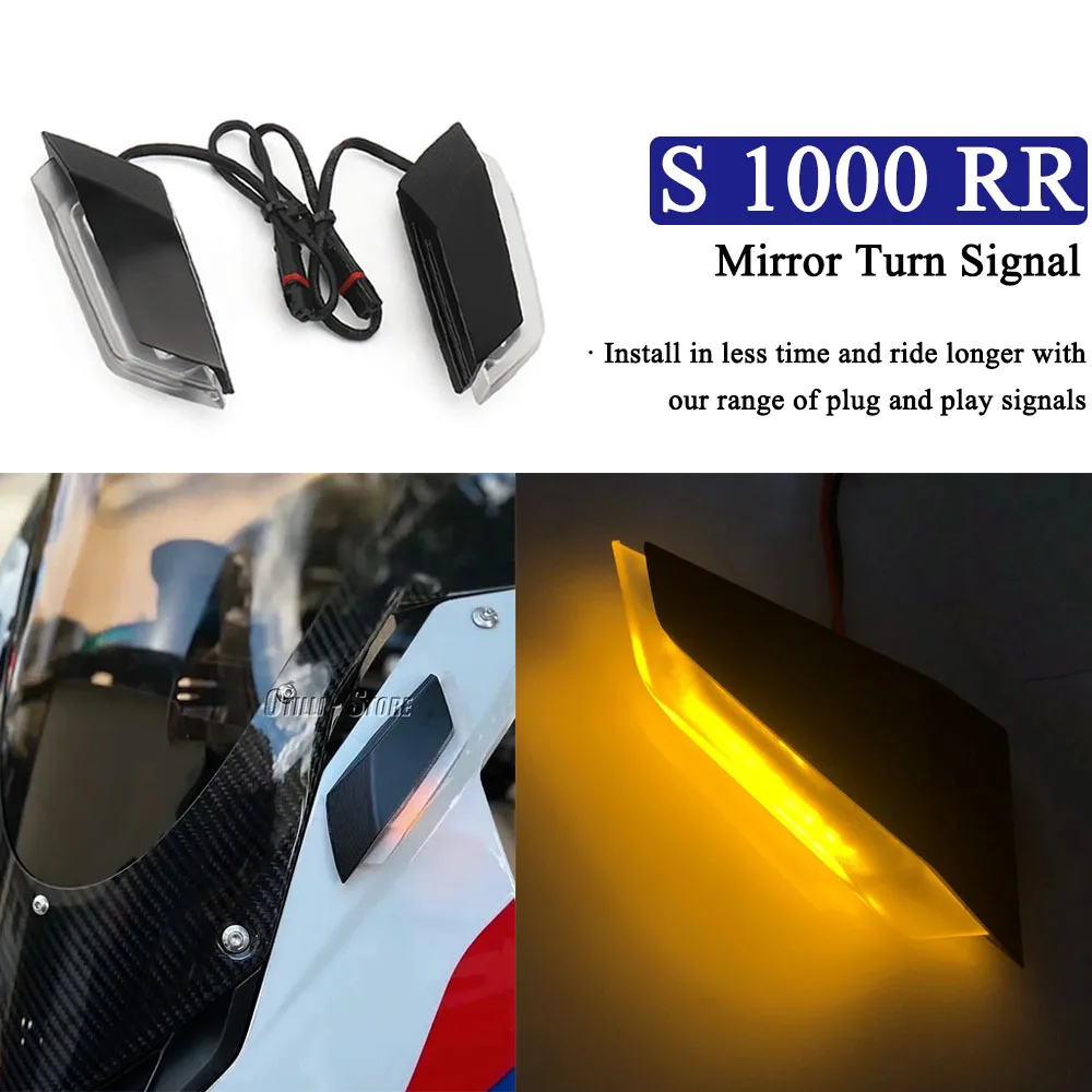

Fits For BMW S1000RR M1000RR M1000 RR S1000 2020-2025 Motorcycle Mirrors Block Off Plate Type Front Turn Signals LED Indicators