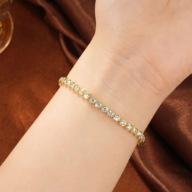 Rrjzz Vollständiges 3-mm-Moissanit-Armband mit rundem Schliff für Damen, D-Farbe, Laborimitation von Diamanten, 18 cm lange Kette, Tennisarmbänder, Schmuck, Geschenke – Detail 13