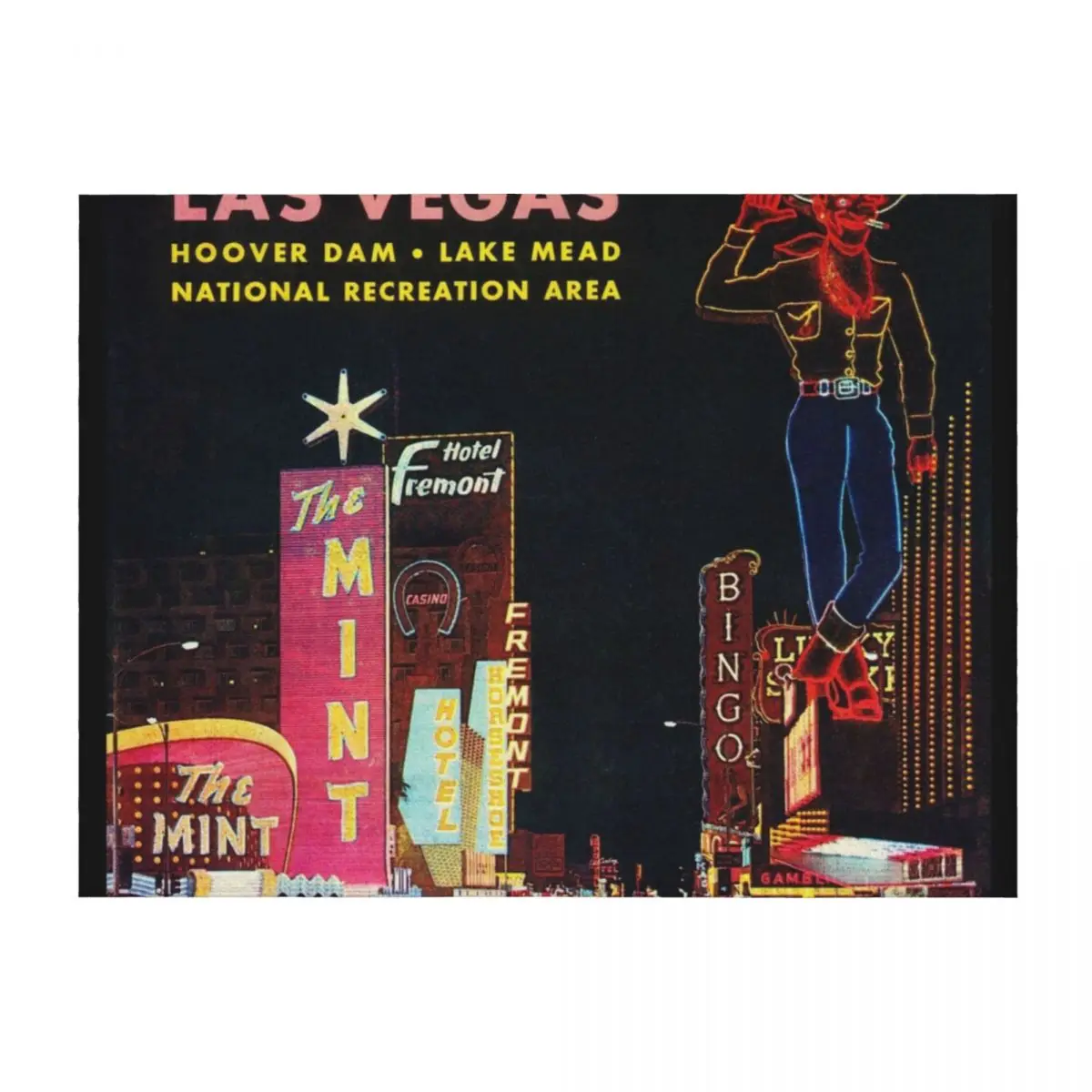 

1960s Vintage Downtown Las Vegas Travel Poster Throw Blanket Sleeping Bag cosplay anime halloween Winter beds Blankets