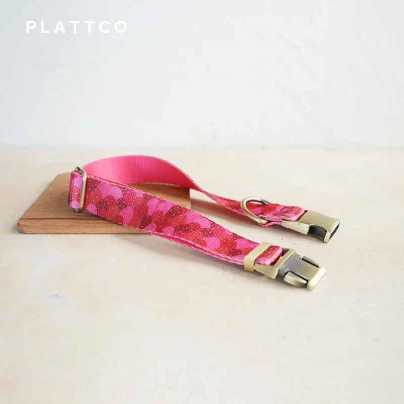 PLATTCO unique design dog collar print STRAWBERRY JELLY with high-quality bronze buckle size 5 PDC322Br