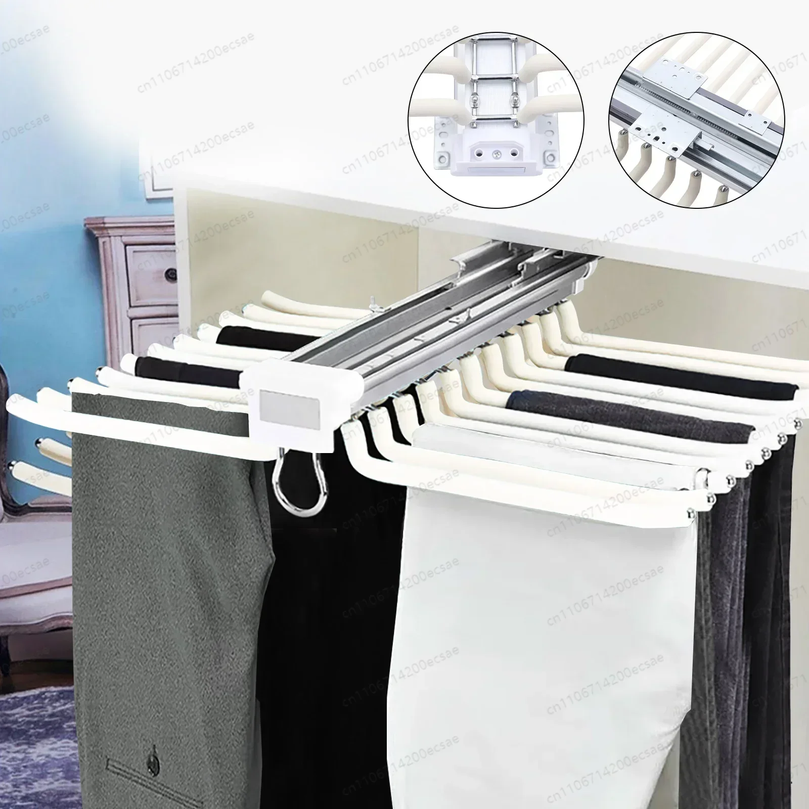 Premium 22 Arm Pull Out Pants Rack, Steel Trousers Hanger Bar for Closet Organization, Space Saving Clothes Storage