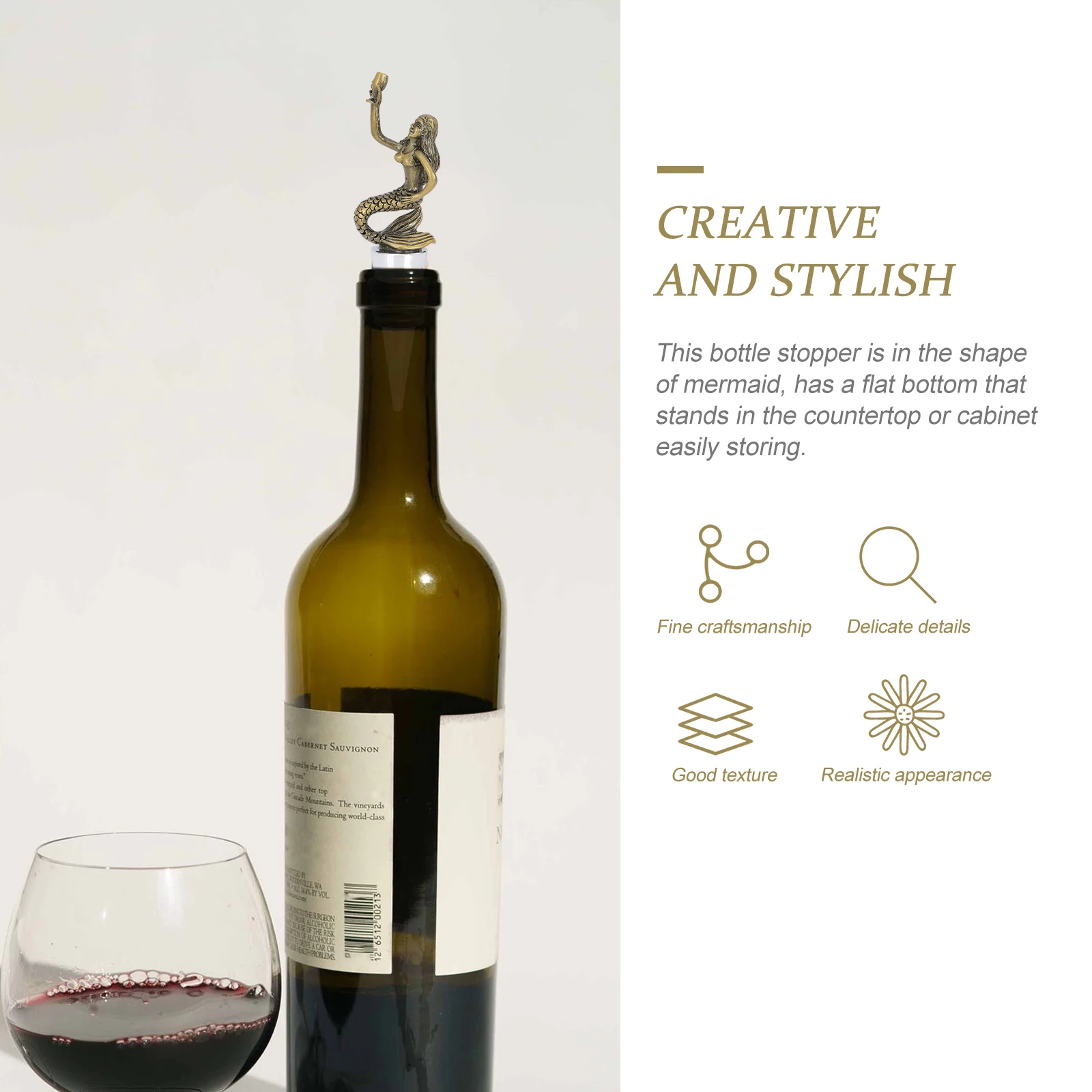 

Mermaid Bottle Stopper Zinc Alloy Airtight Seal For Red Wine Preservation Decorative Bottle Plug Kitchen Bar Tool Wine