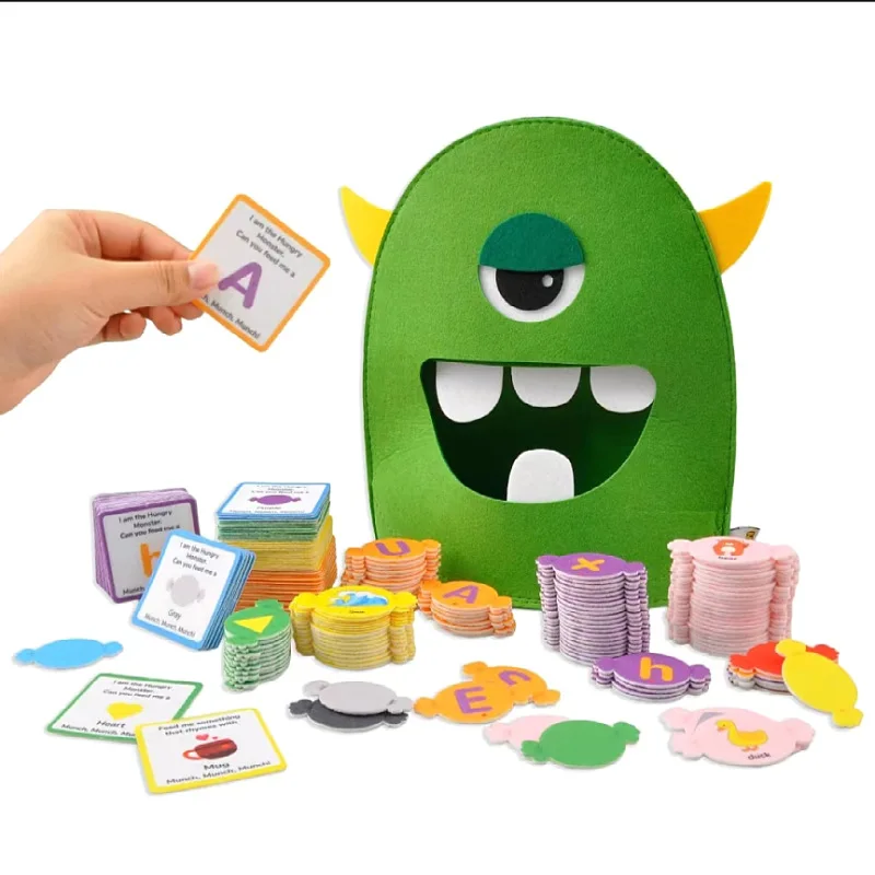 

Toddlers Alphabet Learning Toy Monster ABC Letter Recognition Matching Game Montessori Preschool Color Felt Toys Toys for Kids