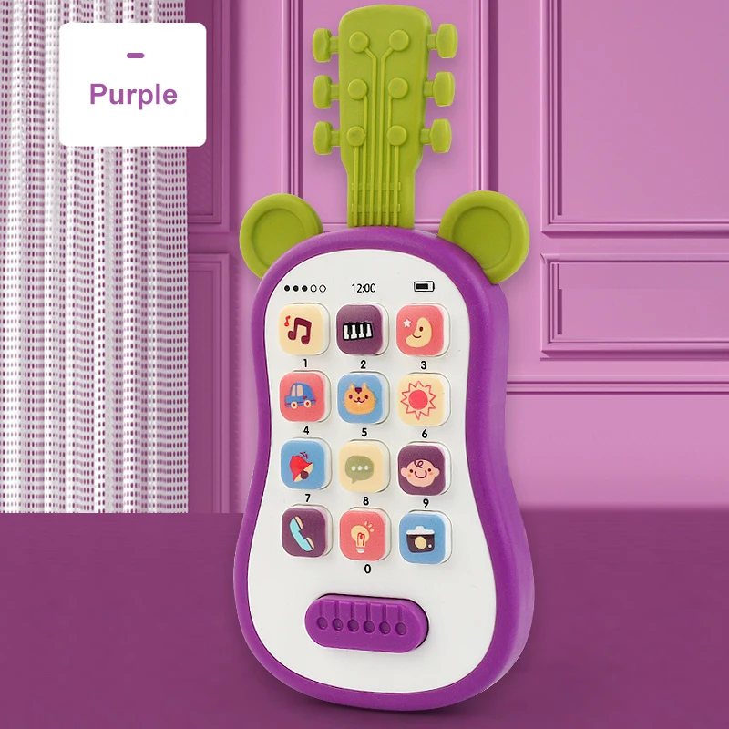 Bebê educação precoce brinquedos guitarra telefone som brinquedos criança multi funcional telefones de música telefones analógicos máquina de história para crianças