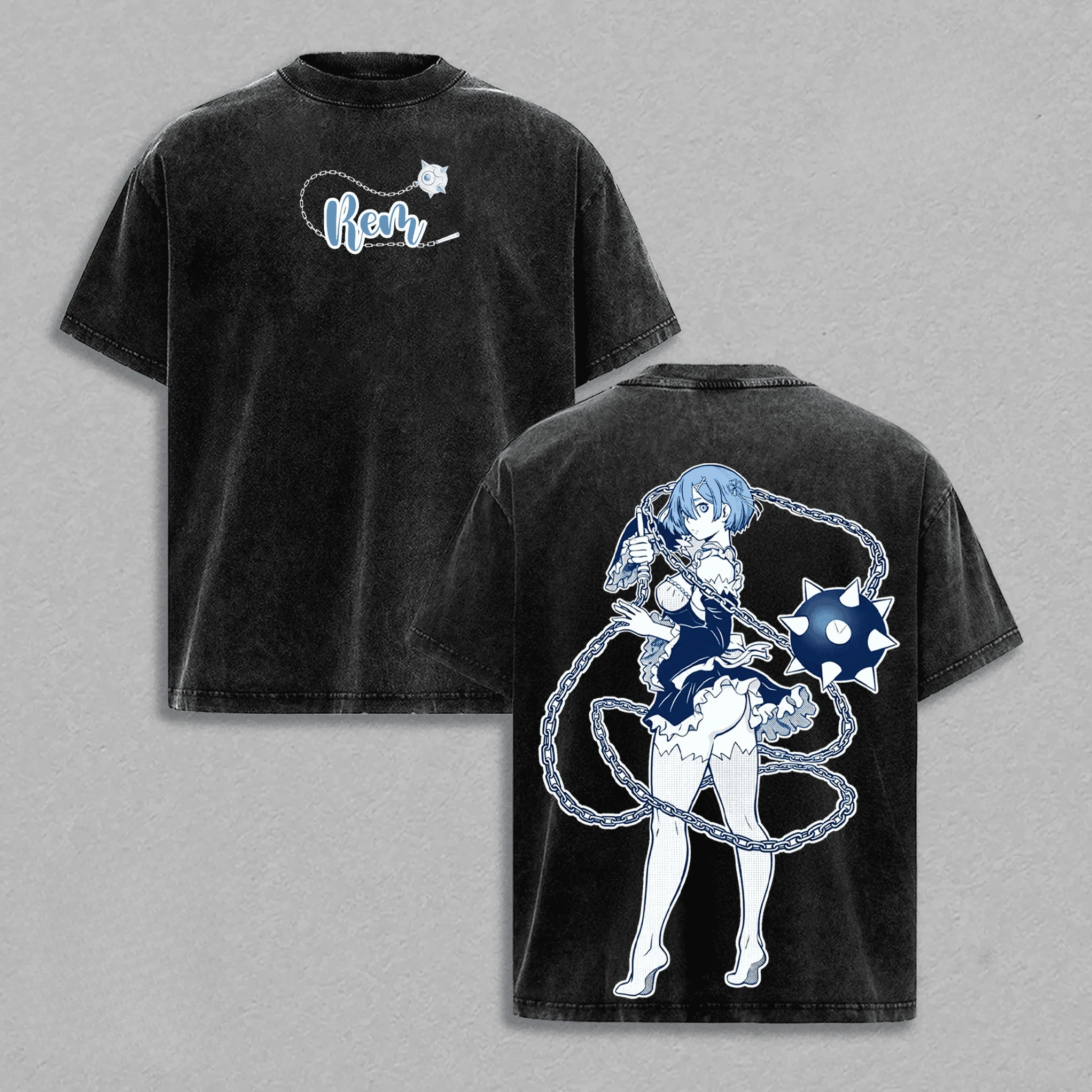 2026 Anime Re:ZERO Rem T-shirt Gothic Y2k Washed Oversized Tee Tops Summer Short Sleeve O-Neck Cotton Tshirt Men Women Clothing