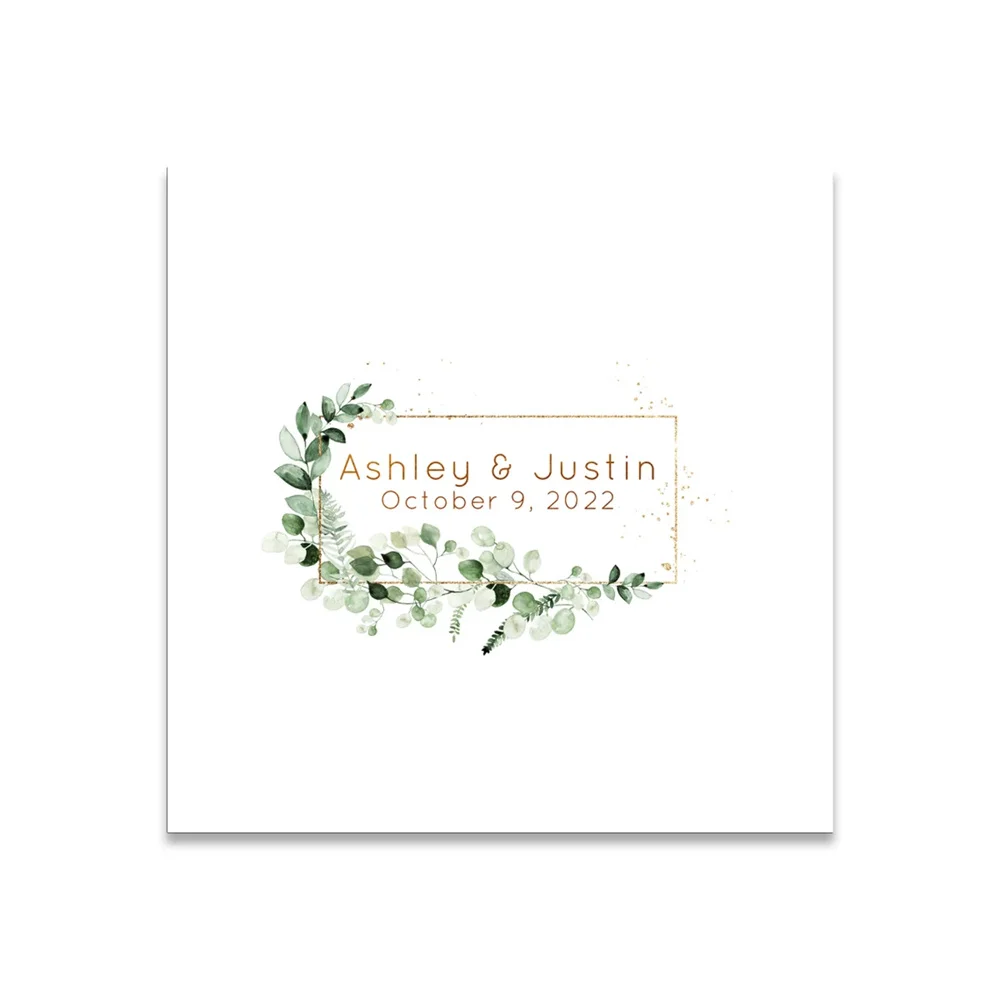 

50PCS Ivy and Sage Themed 3 ply Premium Custom Cocktail Napkins Measure 5"x5" Customize Names & Date or any other message