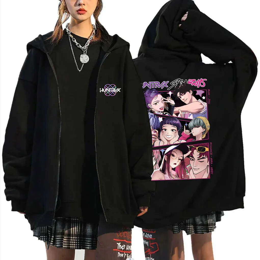 

Hot Sale Movie KPop Demon Hunters Rumi Mira Zoey and Saja Boys Zipper Hoodie Men Women Cartoon Fashion Trend Zip Up Jacket Coat