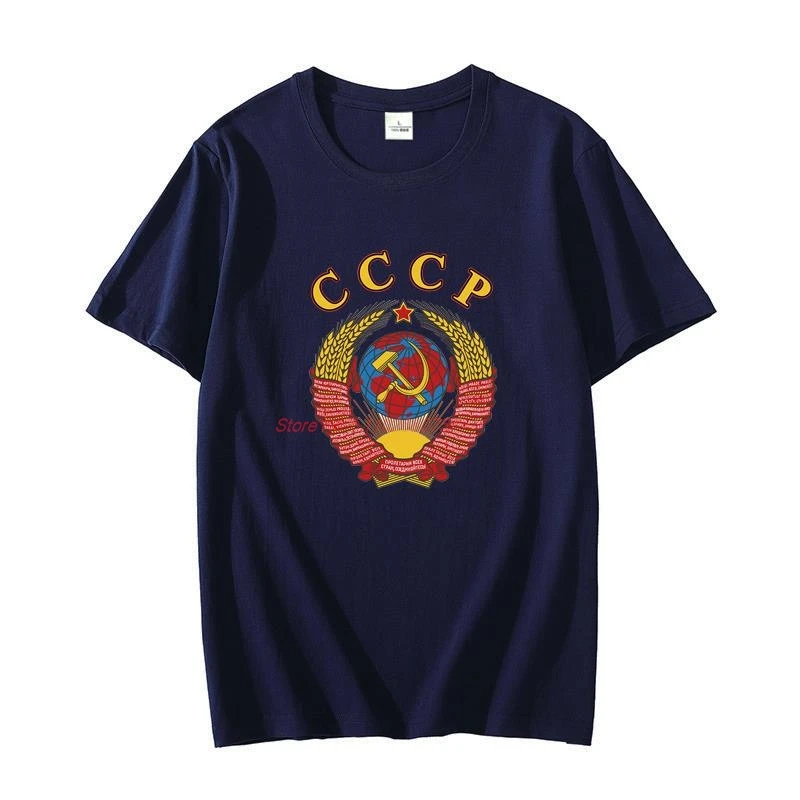 Russian Classic graphic t shirts With Ussr Emblem And Anthem Cotton Oversized t-shirt short sleeve t-shirts Men\'s clothing