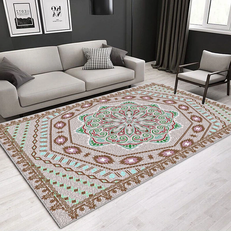 

Reese Extra Large Symmetrical Mandala Carpet with Persian Vine Native American Design Non Slip Soundproof Geometric Rug Durable