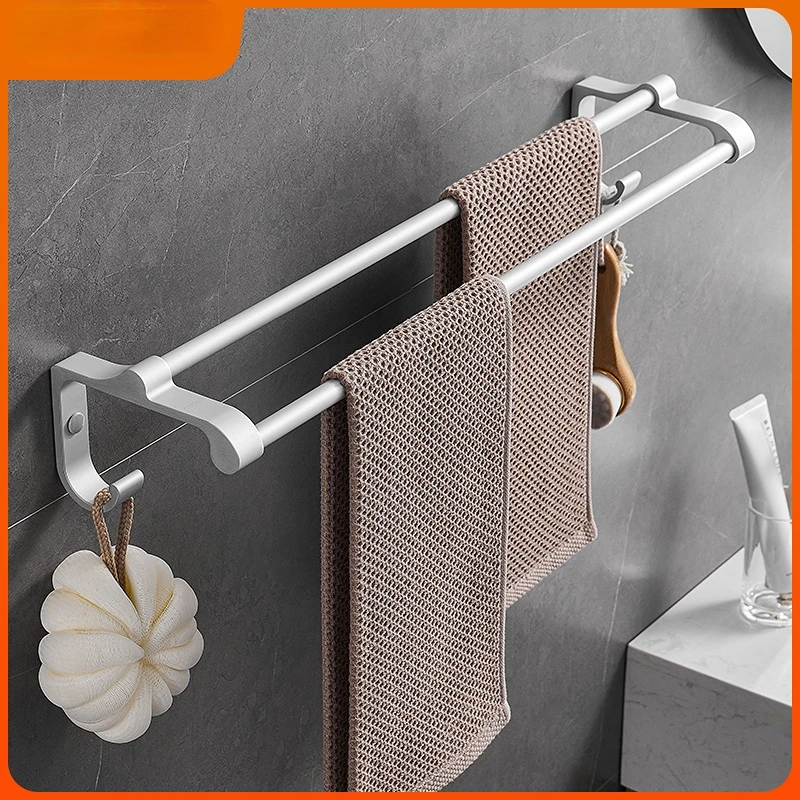 

Towel Rack Double Bar Lengthen and Thicken Bathroom Cool Towel Bar Bathroom Shelf