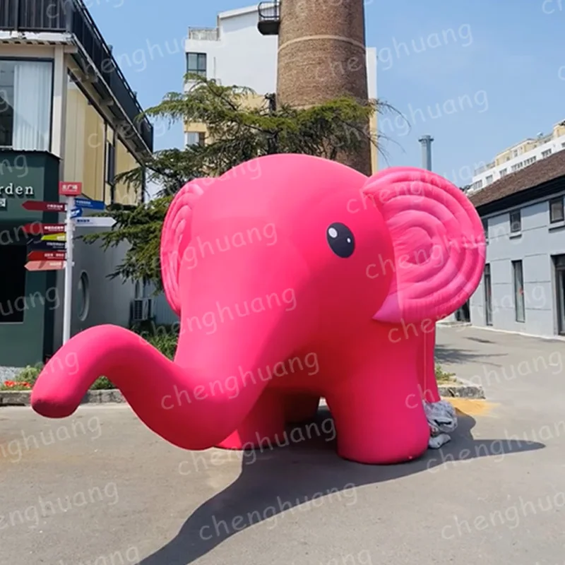 ช้างเป่าลมสีชมพู พร้อมเครื่องเป่าลม โมเดลอากาศรูปสัตว์ อุปกรณ์ประกอบฉากตกแต่งส่งเสริมการขายสี่เหลี่ยมกลางแจ้ง