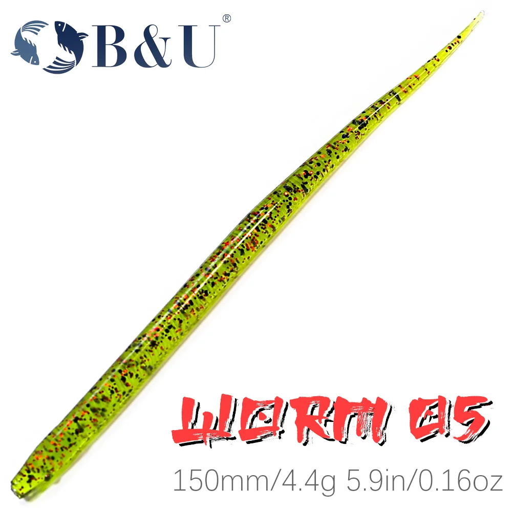 

B&U 150mm Slow SinkingTrout Worm Soft Baits Artificial Fishing Lures Sea Worms Earthworm Fishing Soft Lures Wobblers