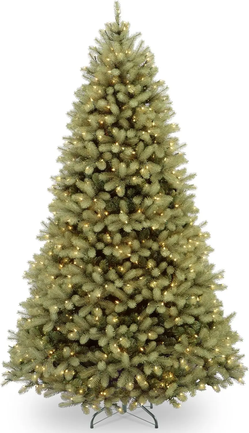 Pre-Lit 'Feel Real' Artificial Full Downswept Christmas Tree, Green, Douglas Fir, Dual Color Led Lights, Includes Stand, 9 Feet