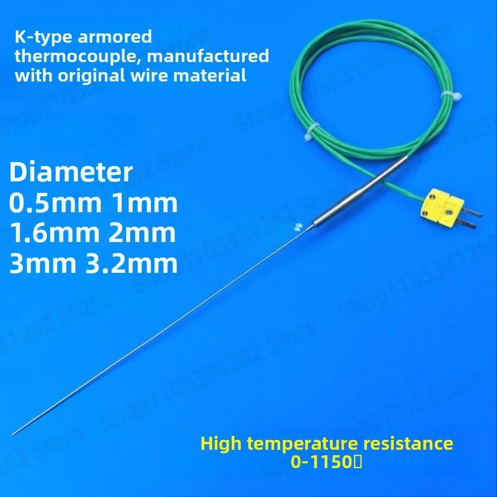Sheathed K Type Thermocouple 0.5mm 3mm Probe 1000 Degree for Furnace Temperature Detection
