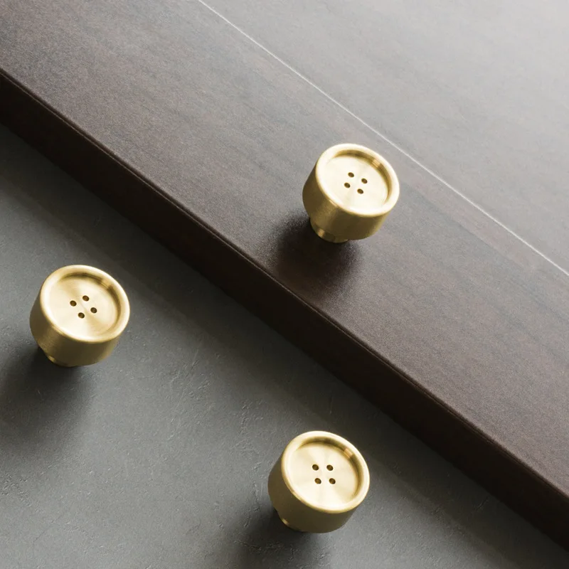 European style/Gold Solid Brass Cabinet Drawer Pulls Creative Button Handles  Drawer Knobs Furniture Handles Hardware