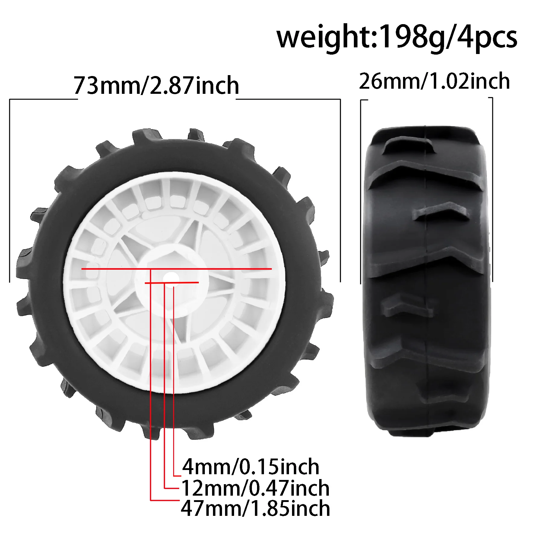 4 stuks banden voor ARRMA 1/18 2S TYPHON GROM ARA2106 Little Typhoon Thunder God Wheel Rock Band Upgrade voor Off-Road RC