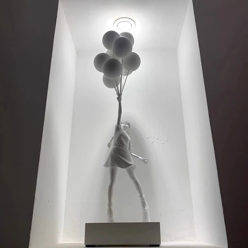 Art Sculptures Aesthetic Flying Balloons Girl Figurines Living Room Ornaments Sofa Beside Home Decoration Creative Holiday Gifts