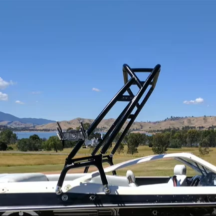 Reborn Launch X Wakeboard Tower Glossy Black Fast Install & Fold Down Boat Tower