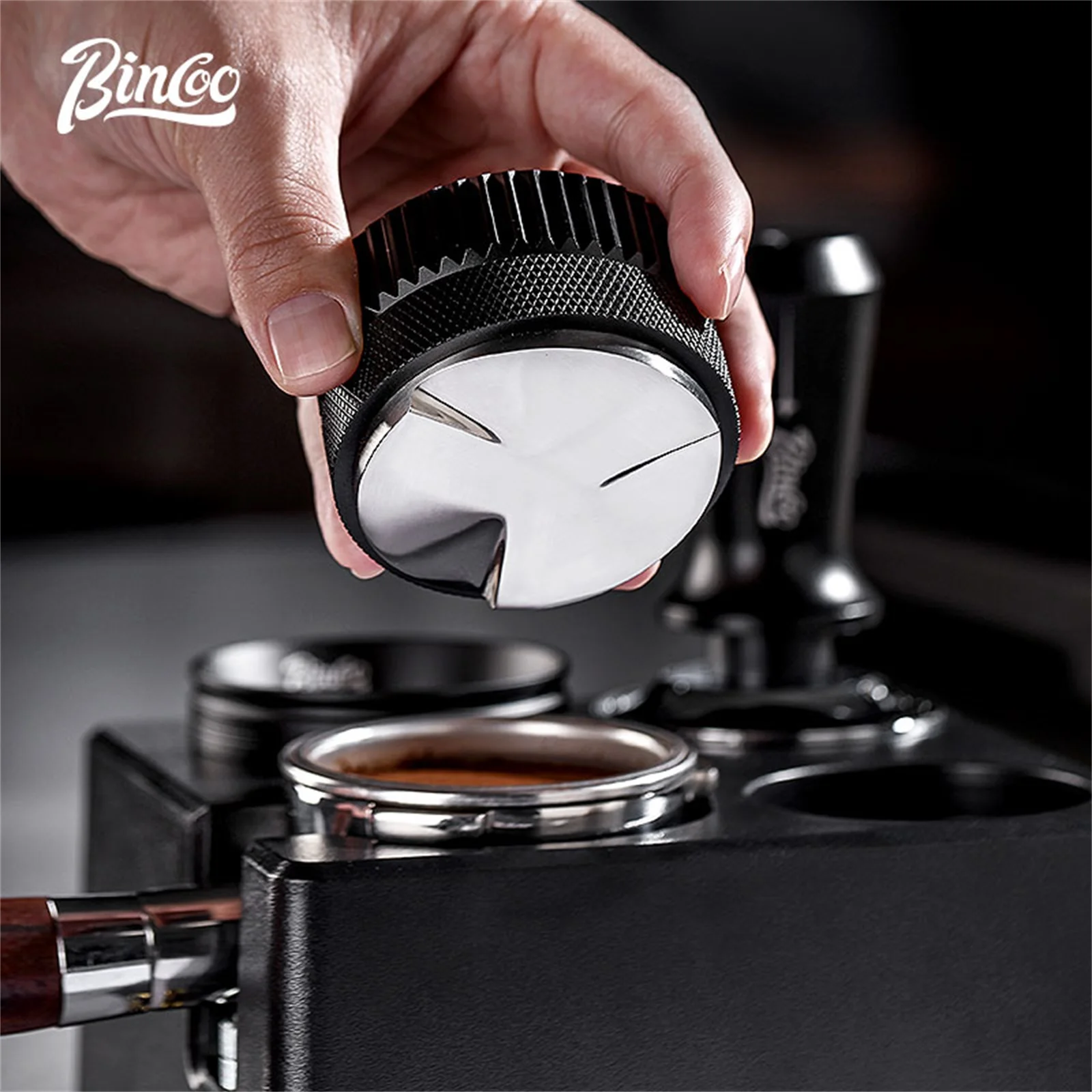 Bincoo Coffee Distributor & Tamper, 3-Spring Stainless Steel, Fits 51/58mm Portafilter, Espresso Accessory