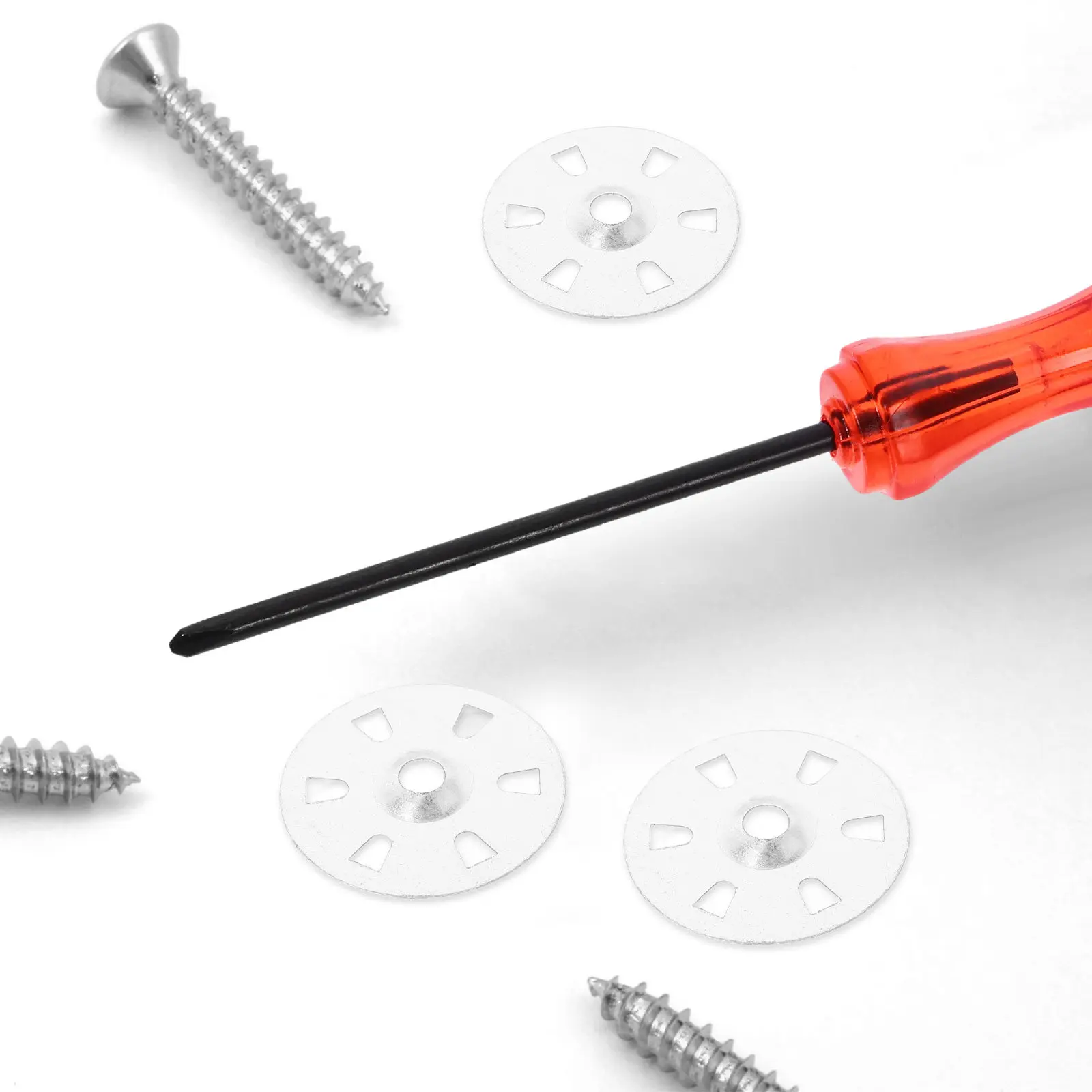 

100 шт. плоских шайб для гипсокартона, оцинкованные железные шайбы с шестью отверстиями, крепеж для гипсокартона, металлические фиксаторы для стен