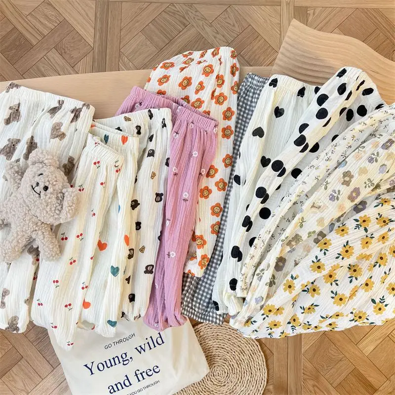 Spring Summer Mosquito Proof Pants For Boys Girls Full Printing Versatile Pants Outer Wear Toddler Casual Loose Thin Trousers