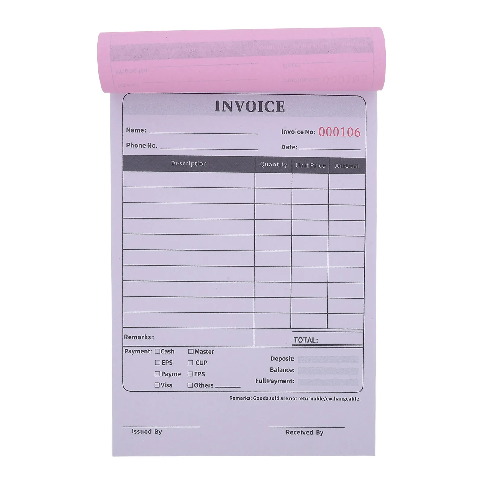 100 Pages Invoice Receipt Book Small Business Universal Fit Order Form for Expenses Record Keeping Dispatch Bill Receipt