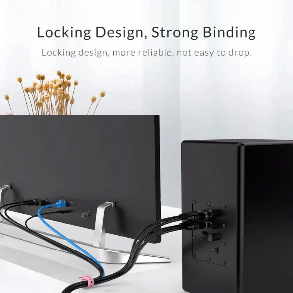 20PCS Cable Ties Cord Organizer Management Silicone Wire Holder Straps Zip Clips Reusable Tie Wraps Keeperwinder Rubber