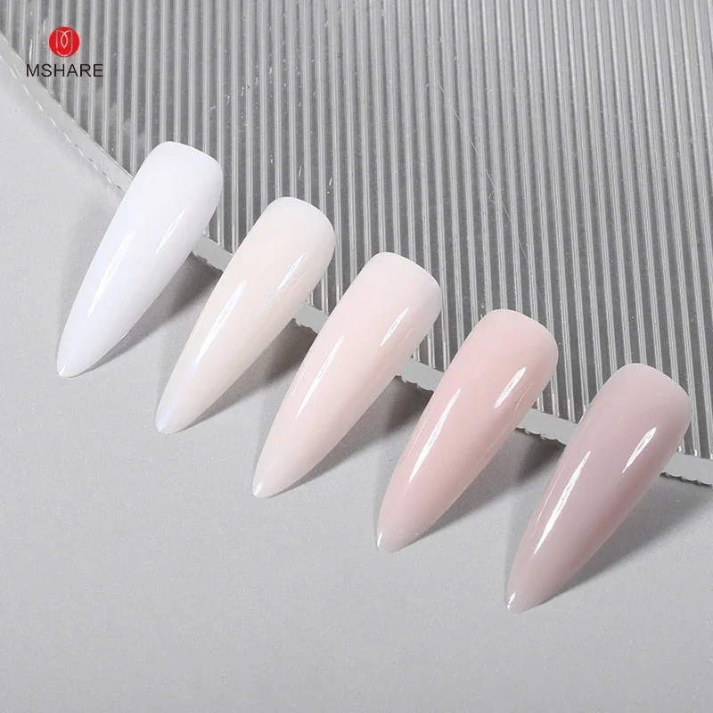 MSHARE 50g Oat White Nude Self Leveling Extension Nail Gel UV/LED Construction Medium Low Heat Gel For Manicure Extend Nail Art