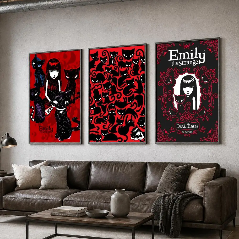 Character Emily The Strange Gothic Cute Poster  PP Self Adhesive Home Garage Dorm Bar Wall Decor Aesthetic Retro Gift