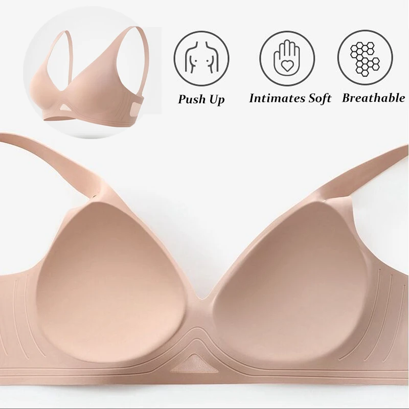 2Pcs/Set Seamless Bras Women Wireless Brassiere Female Soft Underwear Padded Intimate Push Up V Neck Sexy Lingerie Sleepwears