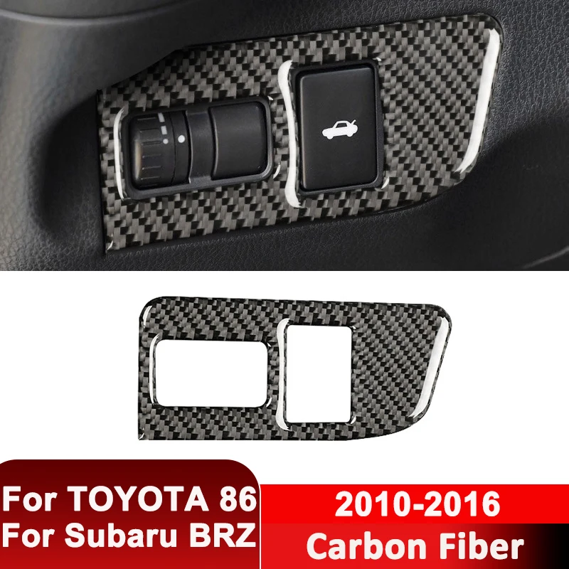 

For TOYOTA 86 For Subaru BRZ 2010-2016 Carbon Fiber Car Trunk Switch Control Panel Trim Frame Decorative Sticker Interior Parts