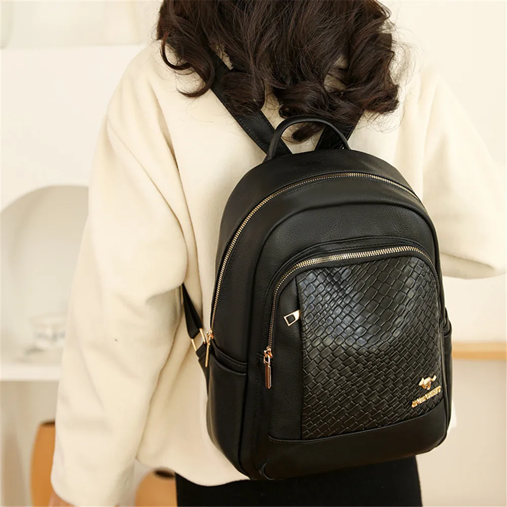 Fashion White Leather Women Backpacks High Quality Daily Large Capacity Travel Bags Female Knapsack School Book Bags for Ladies