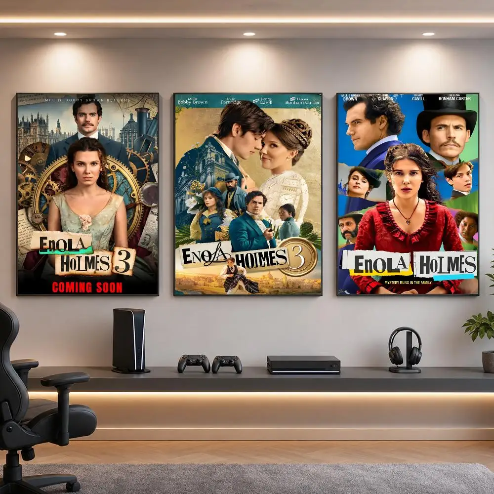 Movie E-Enola Holmes Poster HD Removable Wall Art Gift Bedroom Lounge Dorm Office Gaming Cafe Bars