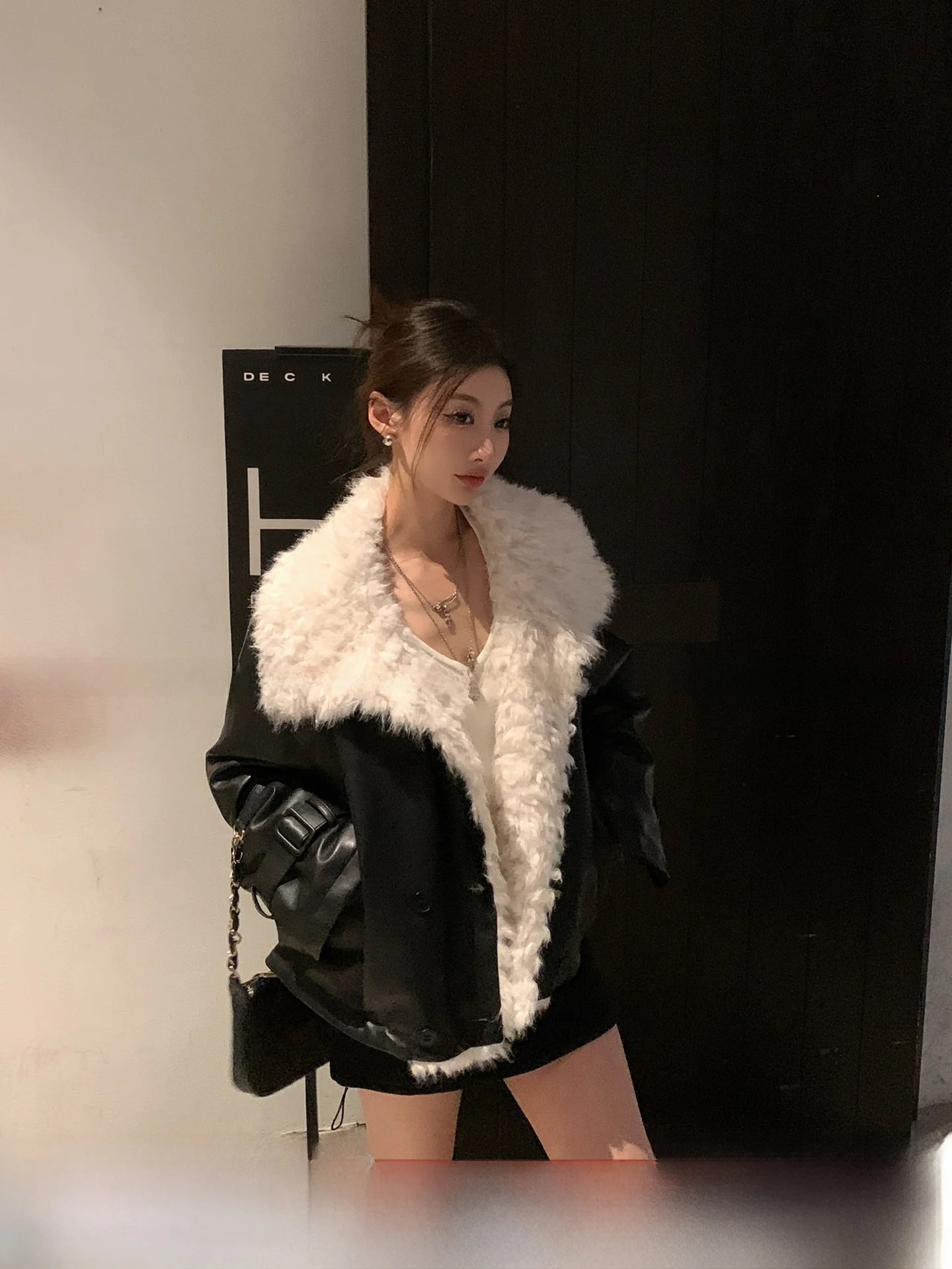 

GV Big Brother Американское шерстяное пальто с большим меховым воротником Экологичная хлопковая внутренняя теплая изоляция Верхняя одежда