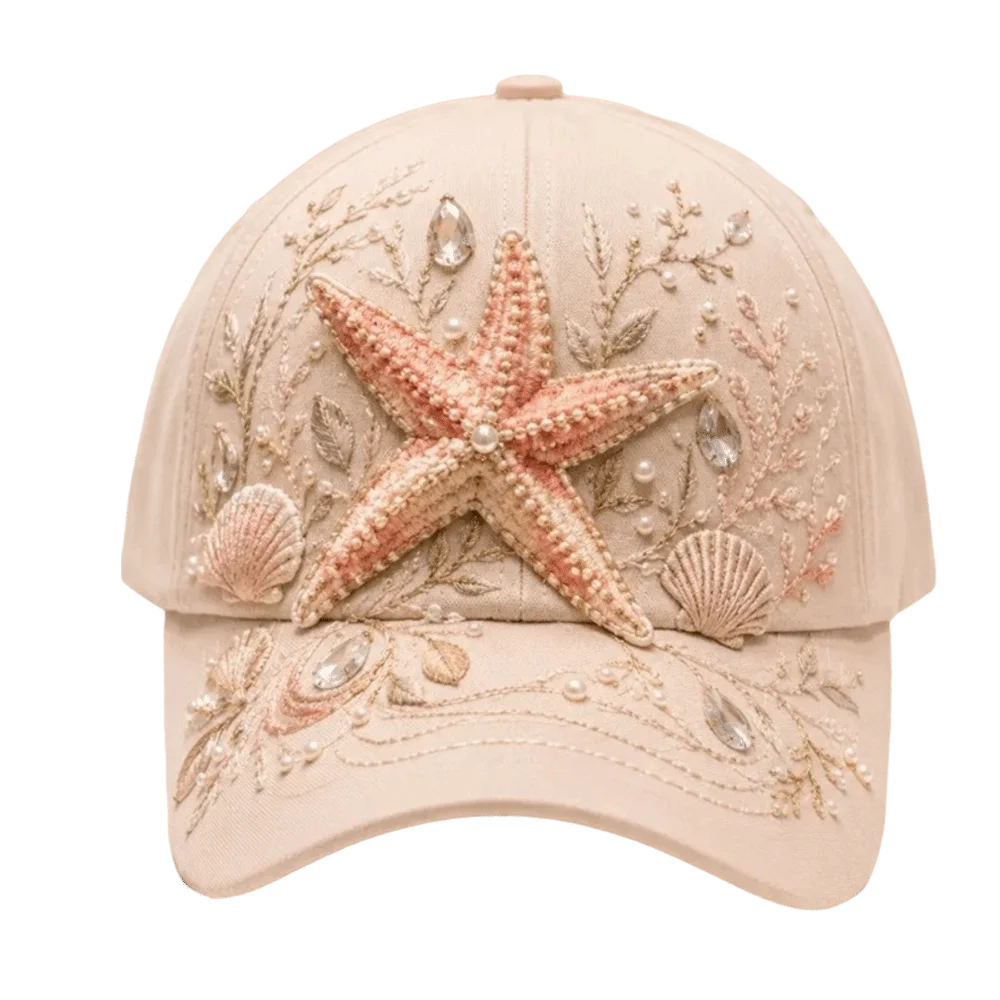 Fashion 3D Ocean Creatures Embroidery Cap Breathable Lightweight Baseball Cap Adjustable Ethnic Style Peaked Cap Outdoor