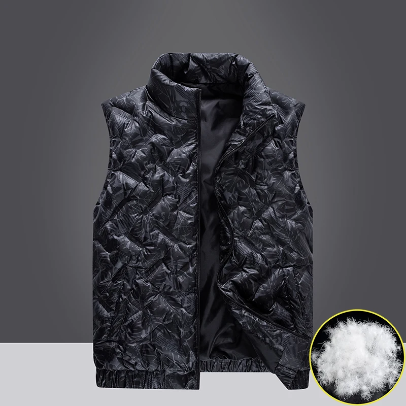 Autumn and Winter Down Cotton Vest Men New Thickened Plus Size Down Cotton Vests Loose Outer Warm Jacket Undershirt with Collar